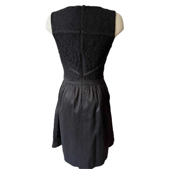 Taylor Black Lace Baby Doll Dress Sz 8 (Medium) Womens Sparkly with Pockets - Picture 4 of 14